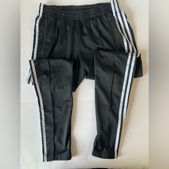 Adidas Climalite Women's Track Pants Three Stripes Black White Ankle Zip Sz M - Picture 11 of 11